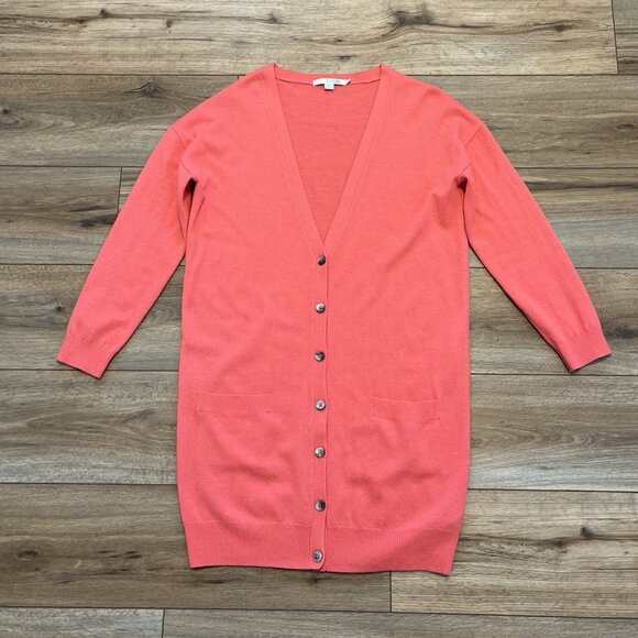 Boden 100% Cashmere Cardigan Sweater SZ 6 Pink Button Up V Neck - Picture 1 of 10